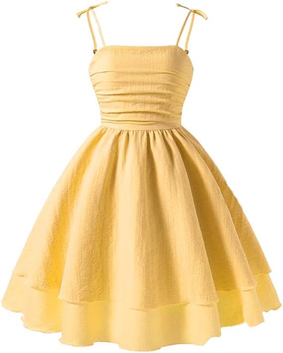 IBAKOM Girl Summer Smocked Dress Teen Graduation School Prom Frock Tween Wedding First Communion Junior Homecoming Dress