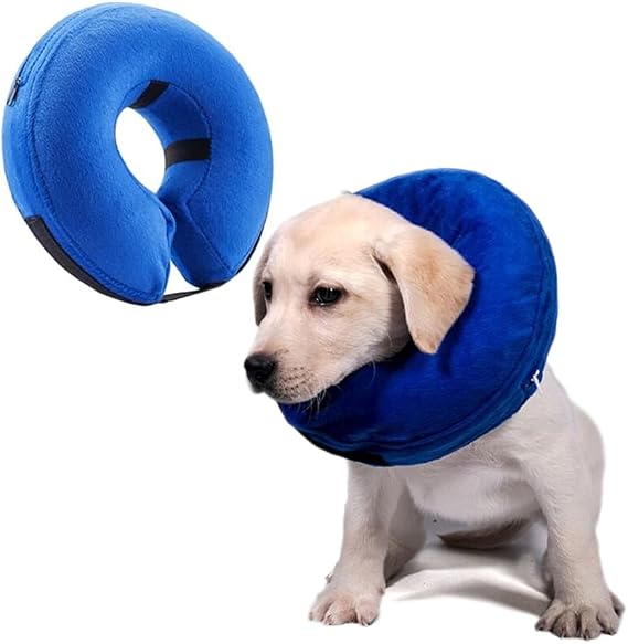 Pet Inflatable Collar for Dogs and Cats, Protective Inflatable Dog Collar, Soft Pet Dog Cone Recovery Collar, Adjustable Pet Recovery Collars for Medium Dogs and Cat (M)