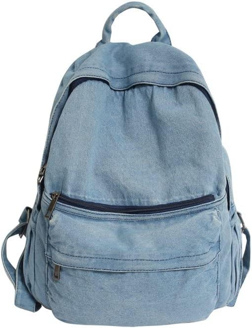 Lightweight Travel Denim Backpack Vintage Daypack Y2K Backpack Multipurpose Adjustable Shoulder Bags for Women Men (Blue)