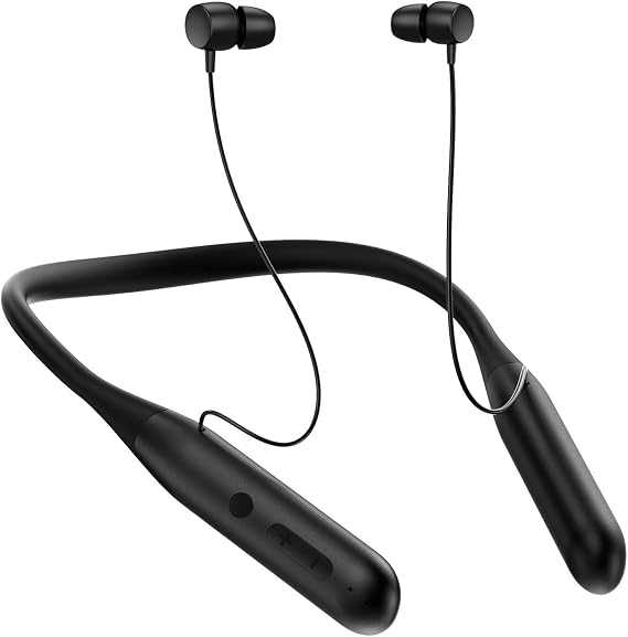 ZXQ Neckband Bluetooth Wireless Headphones,Around the Neck Bluetooth Wireless Earbuds Headset,100 Hours Long Playtime,Waterproof Over Neck Sport Work Exercise Earphone with Carrying Case (Black)
