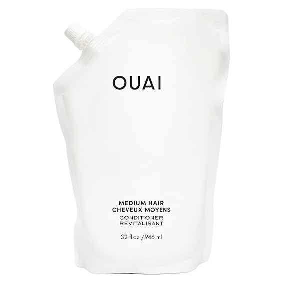 OUAI Medium Conditioner Refill - Hydrating Hair Conditioner (32 Oz) | With Coconut Oil, Babassu Oil & Keratin, Strengthens, Repairs & Adds Shine, Paraben & Phthalate Free