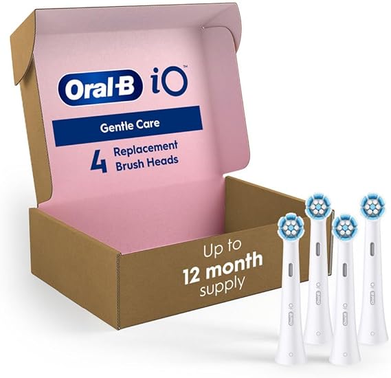 Oral-B iO Serisi Nazik Bakım Elektrikli Diş Fırçası Yedek Fırça Başlıkları, Oral-B Elektrikli Diş Fırçası için, 4 Adet, Beyaz