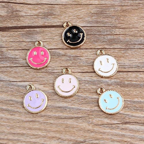 DIY041067 Handmade Charms Smiley Face Enamel Charms Pendant Jewelry Finding for DIY Necklace Bracelet Making Craft - Metal Type: Rose Red