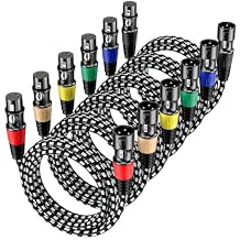 EBXYA 1.5ft 6 Pack Braided XLR Male to Female Balanced Microphone Cable, Gold Plated 3-Pin XLR Mic Cable, Speaker Cable for Mixer, Amplifiers, Record