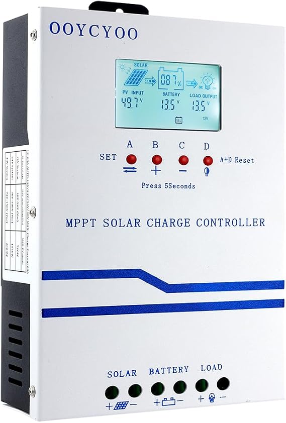 IPO 60A MPPT Solar Charge Controller, 12V/24V/36V/48V Auto Identification, Max 160V PV Input, Intelligent Regulator with LCD Display, Compatible with AGM, Gel, Flooded Lead-Acid and Lithium Batteries