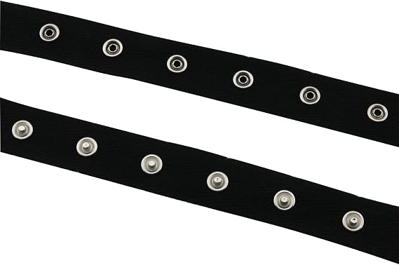 Snap Button Tape Trim ZCZQC 2 Yards 20x5mm/0.790.98inch Black Sewing Snap Fastener Tape Ribbon Male and Female Set