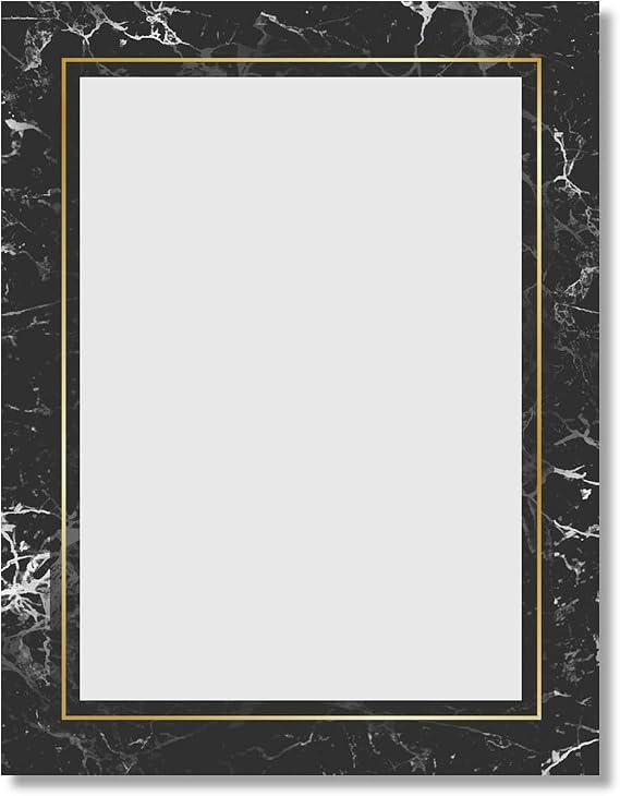 PaperDirect Modern Chic Marble Black Border Papers, Elegant Marble Design, 8.5 x 11, Acid-Free, Ideal for Invitations, Flyers, Announcements, Certificates, Scrapbooking, Cards, 25 Sheets