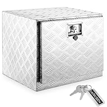 ARKSEN 18 Inch Heavy Duty Aluminum Bar Tread Tool Underbody Box, Waterproof Square Truck Storage Organizer Chest for Pick Up Truck Bed, RV Trailer with T-Handle Lock and Keys - Silver