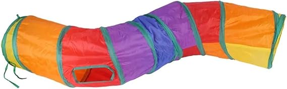 Busstier Rainbow Colorful Folding Cat and Dog Play Tunnel, Long Fun Pet Toy Tunnel (Curvy)