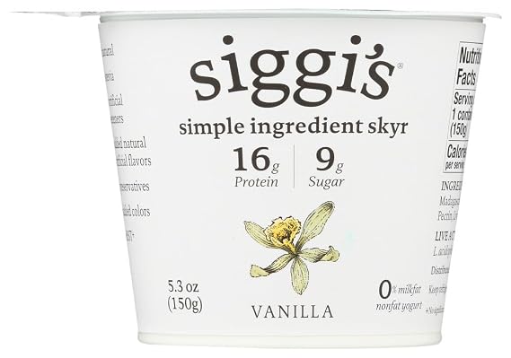 Siggis Skyr Vanilla Icelandic Style Yogurt, 5.3 Ounce -- 12 per case.