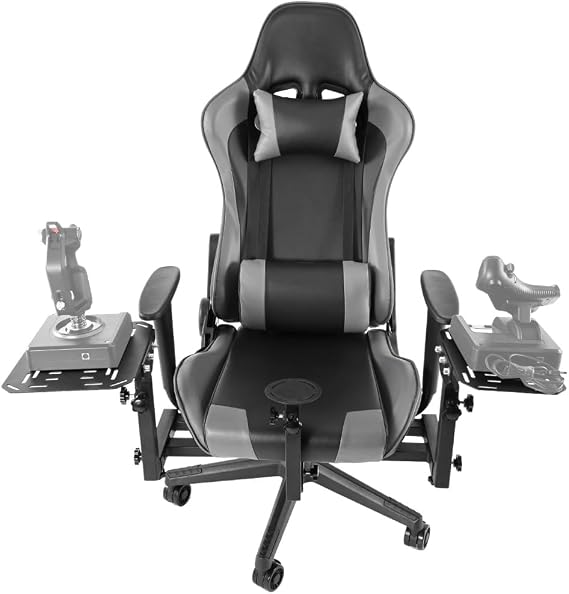 Flight Simulation with Race Seat Fit for Thrustmaster A10C Hotas Warthog, for Logitech X52 Honeycomb with Black-Gray Elevation and Down Chair