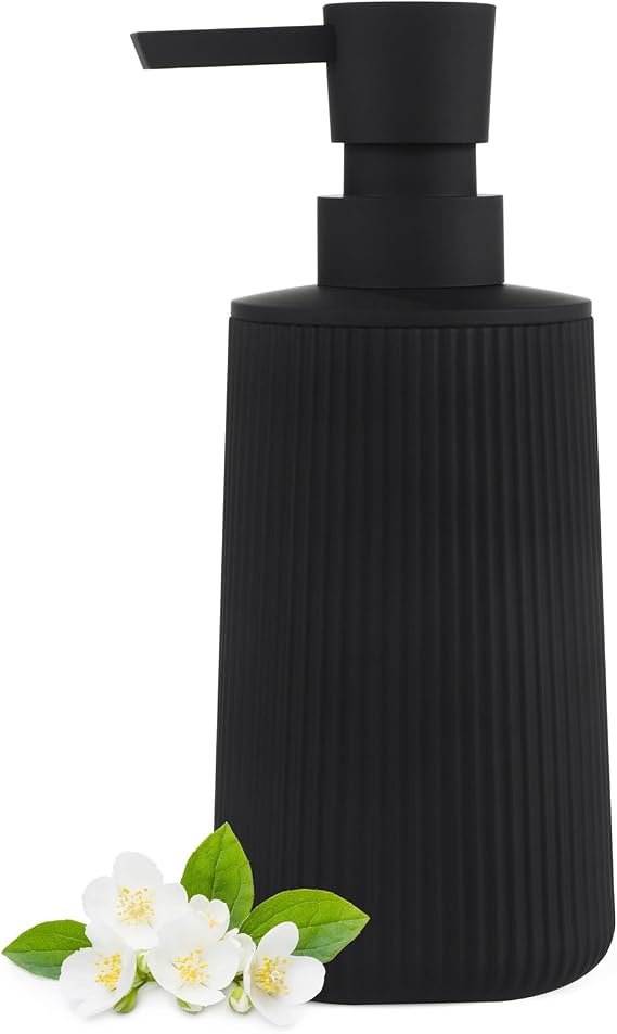 Hand Soap Dispenser Bathroom Black Soap Dispenser Kitchen Sink | AJEUNGAIN Refillable Washing Up Liquid Soap Dispensers for Bathroom Kitchen Countertop Worktop, Plastic Pump Bottle Dispenser