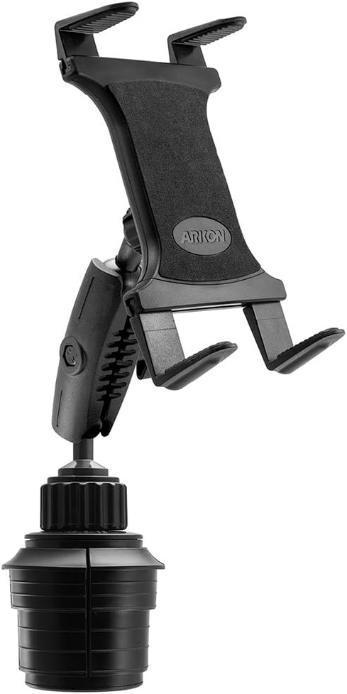 ARKON Mounts Car Cup Holder Tablet Mount | 360-degree Swivel Holder | All-Weather Composite Construction | Adjustable Grip for Customized Fit | Compatible with Tablet Size 7 to 18.4 inches