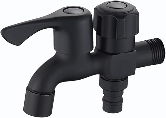 Washing Machine Faucet Black one in Two Out Washing Machine Faucet Double use Brass Faucet Splitter Brass faucets Outdoor for Toilet, Black D (Color : Black B)