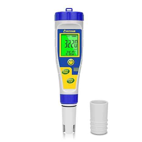 UIUZMAR pH Salt Tester for Aquarium, 5 in 1 Digital Salinity Meter for Pool