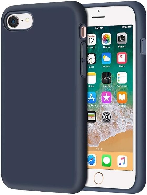 GGM GİYİM & AKSESUAR iPhone 7/8 / Se 2020 / Se 2022 ile Uyumlu İçi Kadife Dışı Mat Yapıya Sahip Koruma Sağlayan Lansman Silikon Kılıf (Lacivert)