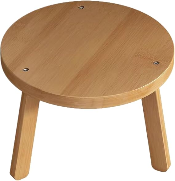 Small Wood Stool - Round Wooden Stepping Stool - Garden Plants Stand - for Vanity Windowsill Bedroom Living Room Outdoor Garden Balcony Bathroom Farmhouse