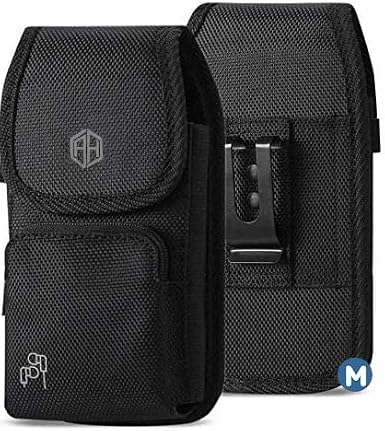 Military Grade Cell Phone Belt Holster Nylon Belt Pouch for Android Samsung iPhone 16, 16 Pro, 15, 15 Pro, 14, 14 Pro, 13 Pro, 12, 12 Pro, 11, Xs, 10, X, XR - DuraForce Holster Fits Otterbox (Medium)