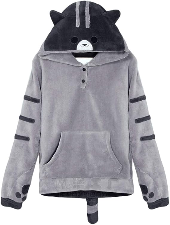 GK-O Kawaii Cat Ear Hoodie Paw Plush Pullover Sweatshirt Women
