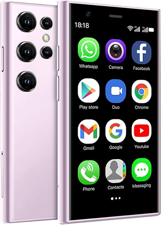 Longben Mini Smartphone Unlocked Cell Phone 3.0 Inch Android 3G Small Mobile Quad Core Small Mobile Phone Dual SIM-Pink