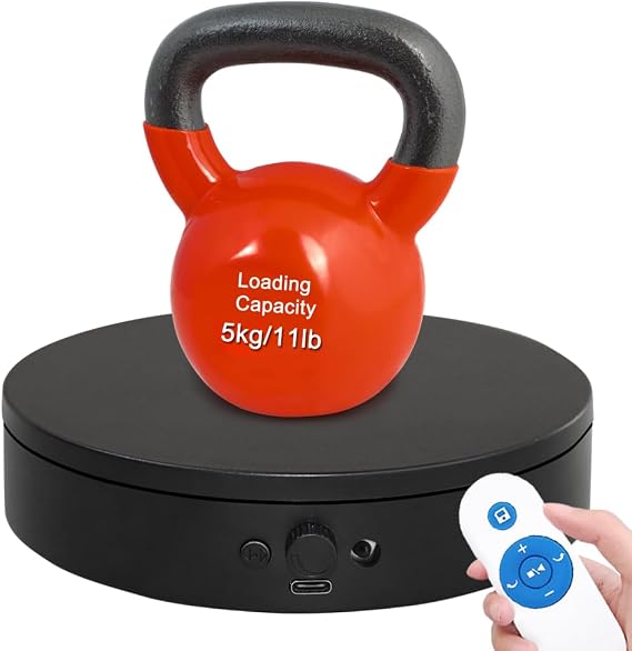 Knob Speed Adjustment Remote Control Motorized Rotating Display Stand 3d scanner Electric Turntable rotating platform for Photography Shows,Jewelry,Watch,3D Models,Support AAA & charging