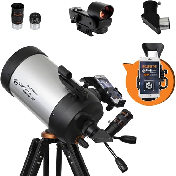 Celestron StarSense Explorer DX 5" App Enabled Telescope - 130mm Schmidt Cassegrain with Smartphone Dock & StarSense App - Compatible with iPhone & Android - Great for Beginners