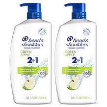 Head & Shoulders Anti-Dandruff Shampoo and Conditioner, Green Apple 2-in-1 Twin Pack, 1% Pyrithione Zinc, Flake Control, Green Apple Scent, Clean Scalp, 32.1 fl oz Each