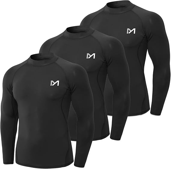 MEETYOO Long Sleeve Compression Shirts for Men, Athletic Base Layer Top