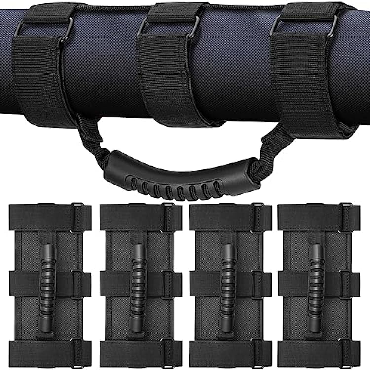 moveland Grab Bar Handle Compatible with Wrangler, UTV, Quad Gear4-Pack Fits 1 12 to 3 Inch Roll Bars, Heavy Duty Grip Handles, Easy-to-Fit 3 Straps Design