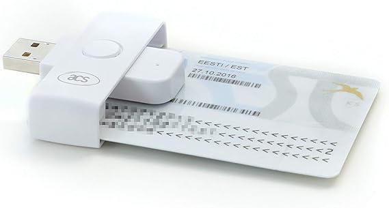 ACS ACR39U-N1 PocketMate II USB Smart Card Reader for Tachodisk National ID eID IC Contact Chip, Small Foldable (White)