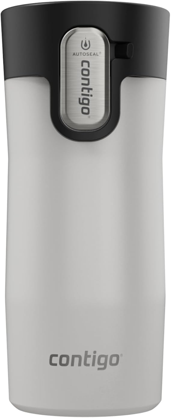 Contigo AUTOSEAL West Loop Vacuum-Insulated Stainless Steel Travel Mug with Easy-Clean Lid, 12oz, Salt Frosted Pearl
