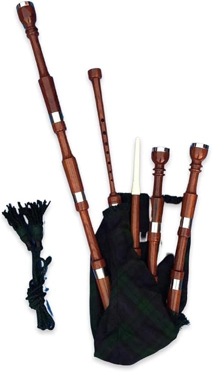 McWilliams Bagpipe, Traditional Scottish Highland Bagpipes For Beginners Adult With Complete Accessories (Brown P BlackWatch)