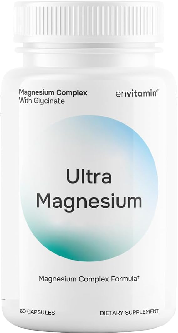 envitamin Ultra Magnesium Glycinate - 8 in 1 Formula with Methylated Vitamin B12, Vitamin D3 and B6.