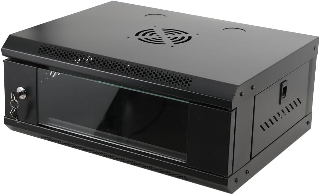 ECUTEE 4U Server Rack Cabinet Network Cabinet 4U Server Rack Cabinet Floor/Wall Mounted 550 x 400 x 210 mm (W x D x H) Load 60 kg Glass Front Panel Router Cabinet