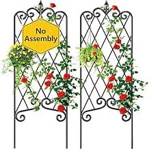 AMAGABELI GARDEN & HOME 2 Pack 60" x 18" Garden Trellis for Climbing Plants Outdoor Metal Rustproof Roses Trellis Potted Vines Vegetables Flowers Wire Lattices for Ivy Cucumbers Clematis Black