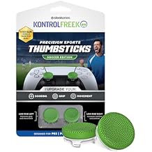 KontrolFreek Precision Sports Performance Thumbsticks for PlayStation 5 (PS5) and PlayStation 4 (PS4) Controller | Soccer Edition | Low-Rise, Concave | Green
