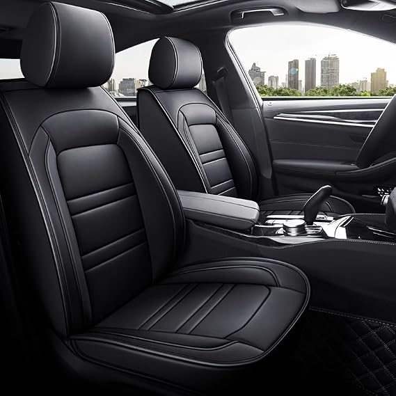 2pc Universal PU Leather Front Car Seat Covers for Hyundai Getz Ioniq IONIQ 5 Kona Santa FE Tucson i20 i30 i40 ix20 ix35,Waterproof Car Seat Protector Auto Seat Cushions