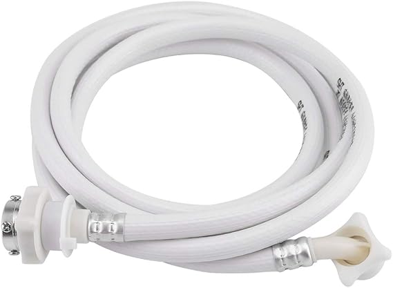 PVC Washing Machine Water Inlet Hose with Connectors, White Color, 2m/ Length, Washer Pipe Tube Connector, Inlet Supply Lines for Automatic Washing Machines