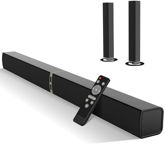 Soundbar for TV, 32 Inch Divisible 2-in-1 Sound bar, Soundbar Bluetooth 5.3 with 3 EQ Modes and 3D Surround Sound, TV Speaker Soundbars with ARC/Optical/Aux, 1 Pcs