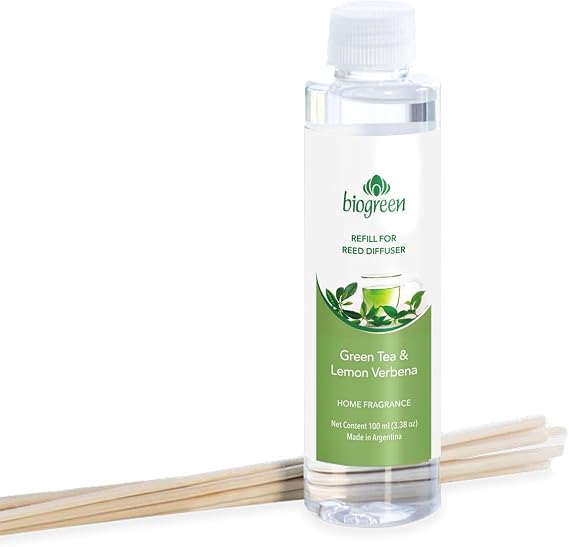 Biogreen Refill for Reed Diffuser Green Tea & Lemon Verbena 3.38 fl oz