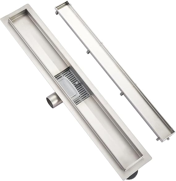 Linear Shower Drain L30cm,Stainless Steel,2in1 Tile Insert,Double-Sided Floor Drain Complete Set ，Shower Drain Siphon with Odor Stop and Hair Strainer …
