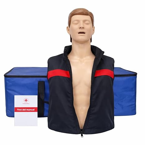 Adult CPR Training Manikin, Professional Realistic CPR Simulator for First Aid & BLS Practice, Includes Carrying Bag, Lifelike Chest Compression & Airway Response