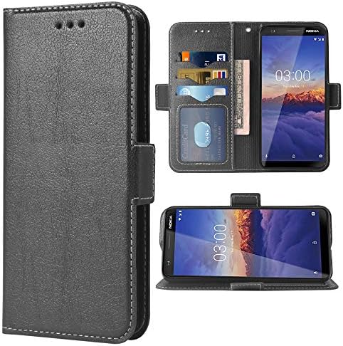 Phone Case for Nokia 3.1 Folio Flip Wallet Case,PU Leather Credit Card Holder Slots Full Body Protection Kickstand Hard Hybrid Protective Phone Cover for Nokia3.1 TA-1049 TA-1057 Women Men Black