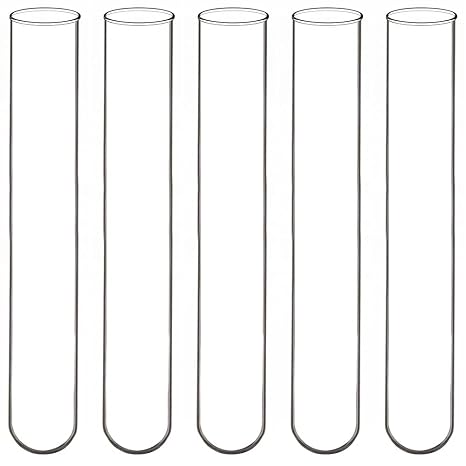 Labasics 50 Pack Borosilicate Glass Round Bottom Test Tubes, 12 mm OD X 75 mm Length (Pack of 50)