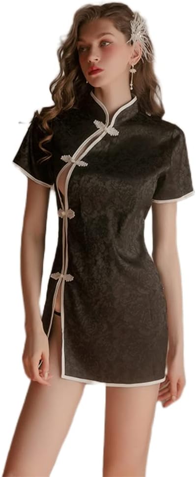 Ladies Sexy Cheongsam Chinese Lingerie Cosplay Perspective Dress Costume