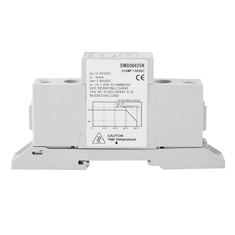 Solid State Relay, DSMD100015S 1-60VDC 25A DC Control DC Single Phase DIN Rail Solid State Relay Module & Board for Temperature Controller Mechanical Contactor
