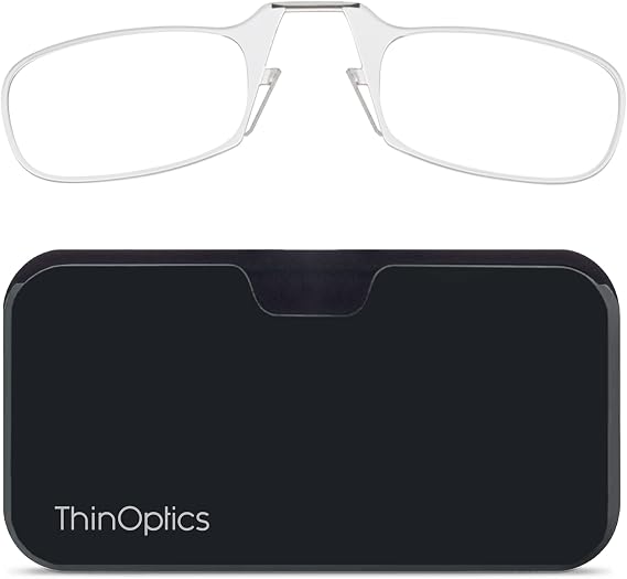ThinOptics unisex-adult Reading Glasses + Black Universal Pod Case | Clear Frames, 2.50 Strength Readers Clear Frames/Black Case, 44 mm