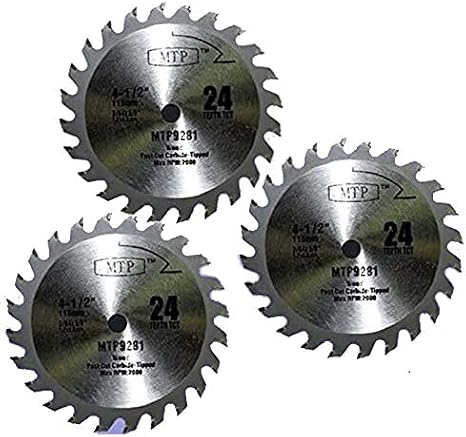 Pack of 3 wood TCT 24T 4-1/2" 4.5 inch Carbride TCT Circular Saw Blade for Rockwell Rk3441k, Worx WX429L RW9281