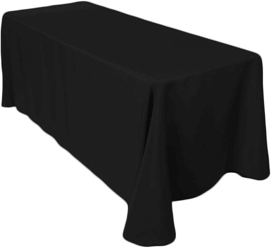 WedDecor Rectangular Polyester Tablecloth Durable Fabric Table Cover for Wedding Decorations Dinner Birthday Anniversary Parties Events, 70 x 126 Inches, Black, 1 Piece