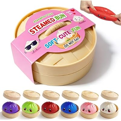 Dumpling Squishy, 3.4 Inch Squishy Dumpling Mystery Box, Colorful Dumpling Stress Balls Fidget Sensory Toy, Easter Basket Stuffers with Food Steamer Stretchy Desk Toys 1 Pack
